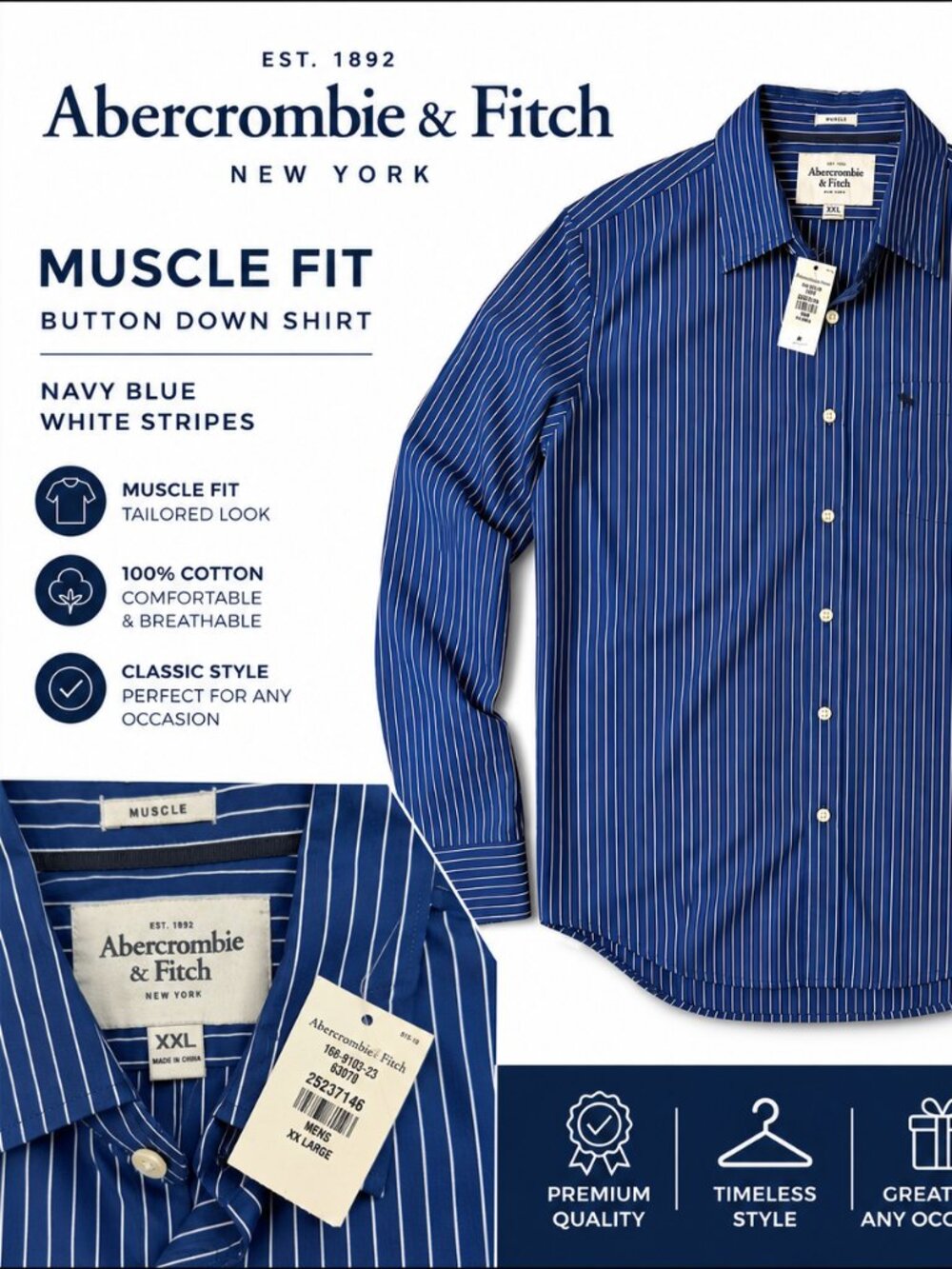NWT Abercrombie & Fitch Men's Muscle Fit Button Down Shirt